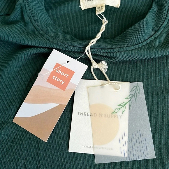 Thread & Supply micro- modal ribbed Forrest green long sleeve shirt, size XLP - Picture 3 of 10